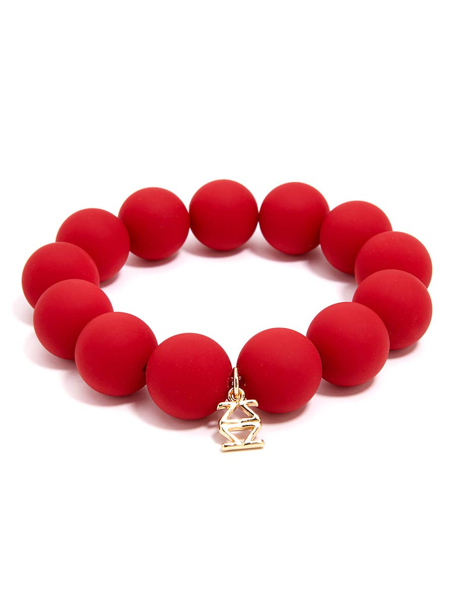 Chunky Matte Beaded Stretch Bracelet Jewelry: Navy