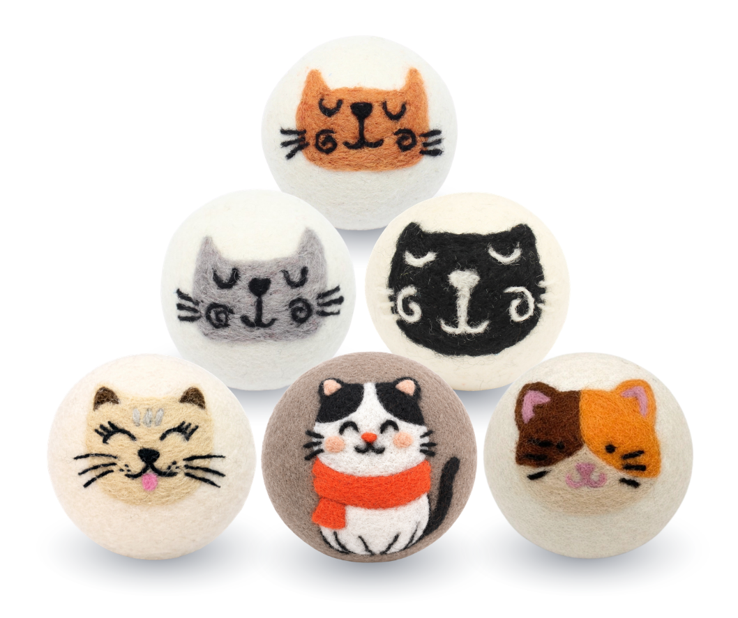 Cats: Eco Wool Dryer Balls Fair Trade: Calico Cat