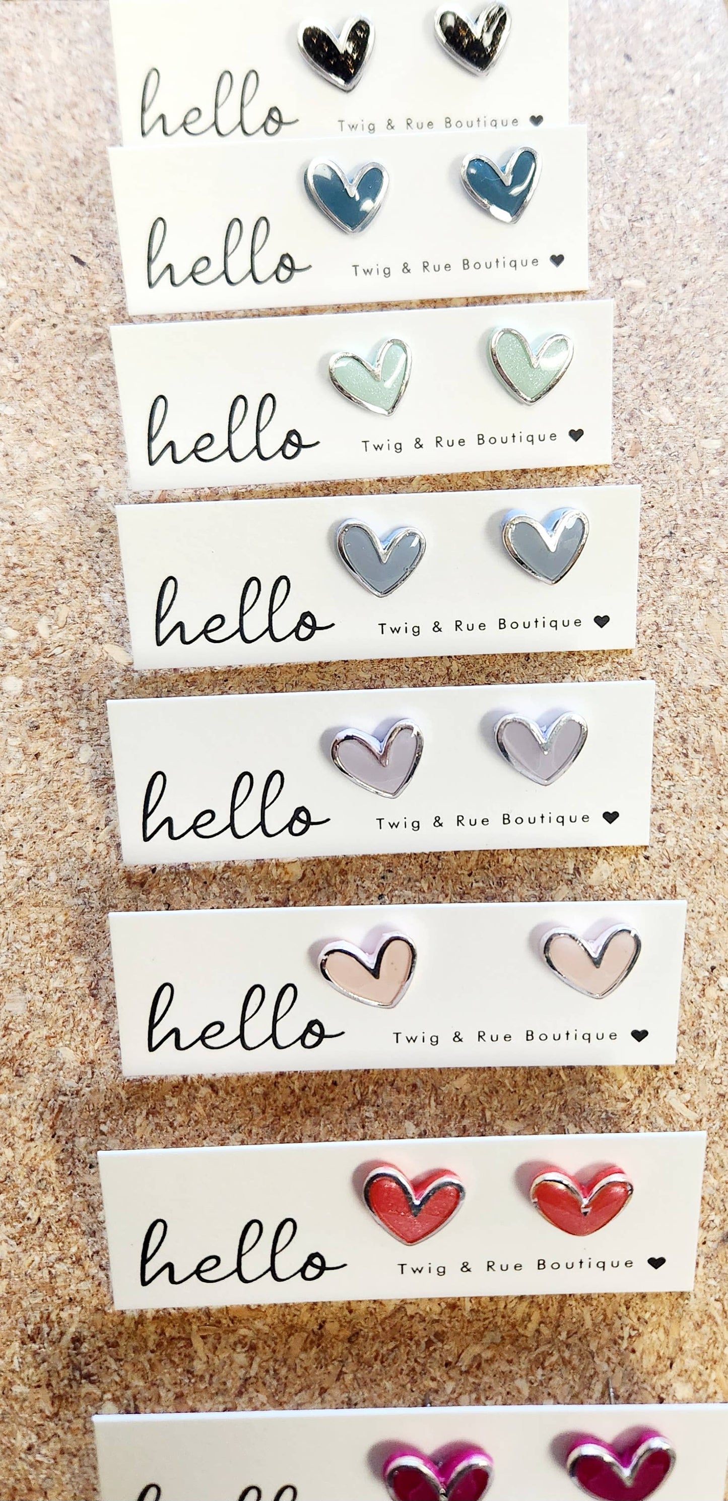 Heart Clay Studs: Coral / Gold Heart