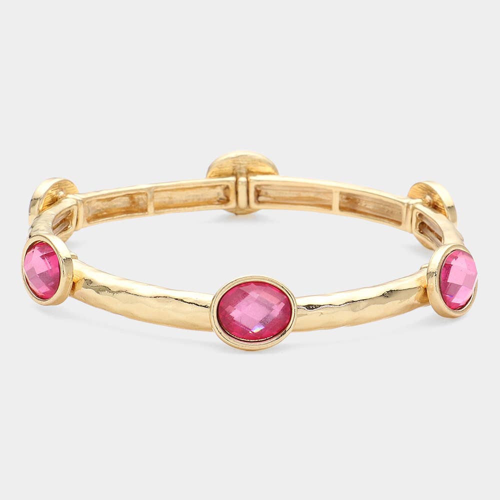 Oval Stone Cluster Pointed Stretch Bracelet
: CLEAR