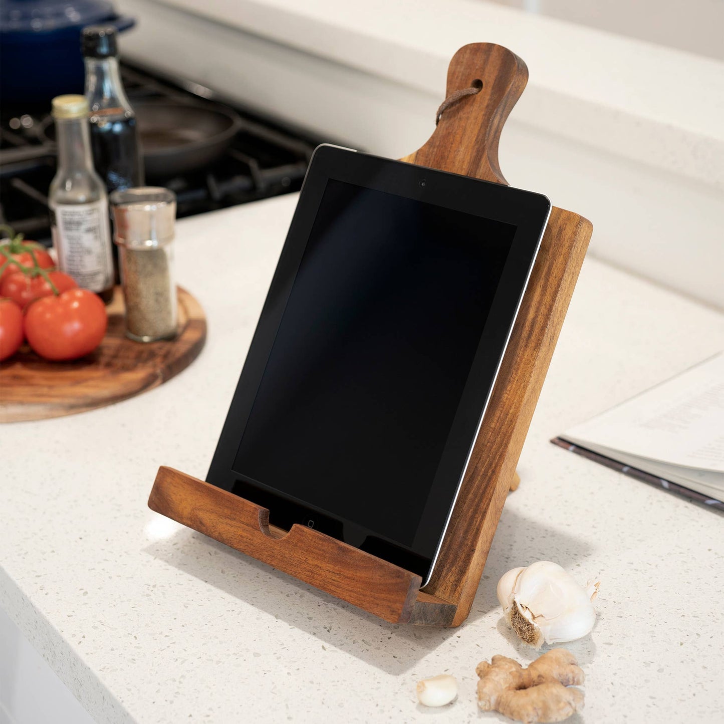 Acacia Cookbook Stand / Tablet Holder w/ Hanging Strap